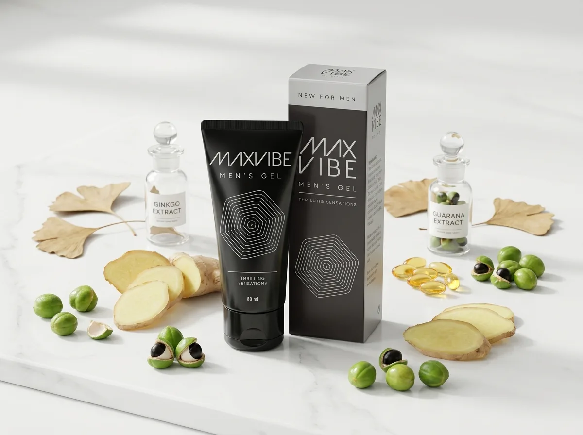 Natural botanical ingredients in Max Vibe gel — niacinamide, ginger, guarana